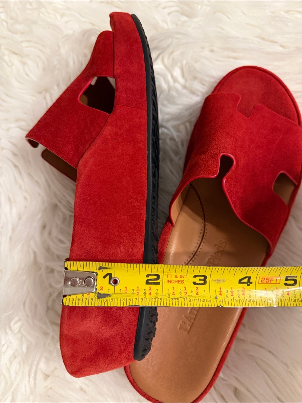 L'Amour Des Pieds Red Suede Leather Upper Slide Sandals size 8.5 BNWOT see photo - Picture 9 of 12